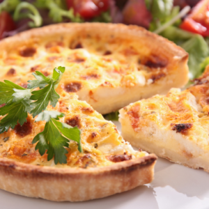 Menú de tarta con ensalada
